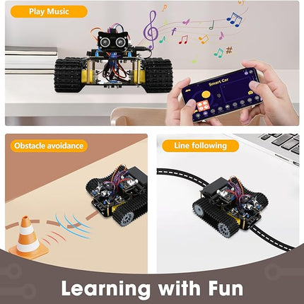 ACEBOTT Robot Kit, Robotics for Kids Ages 8-12, STEM Toys for Boys with Remote & App Control, Arduino & Scratch Compatible, Science Kits for Kids Age 8-12, Gift for Boys & Girls (Smart Robot Tank Car)