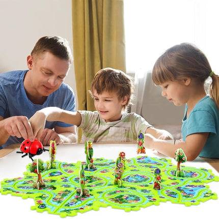 10Pcs Puzzle Racer Kids Car Track Set, Cars Toys for Toddlers, Puzzle Track Car Play Set, Race Tracks for Kids Ages 4-8, Educational Toys for 3 4 5 Year Old Boys (Ladybug)