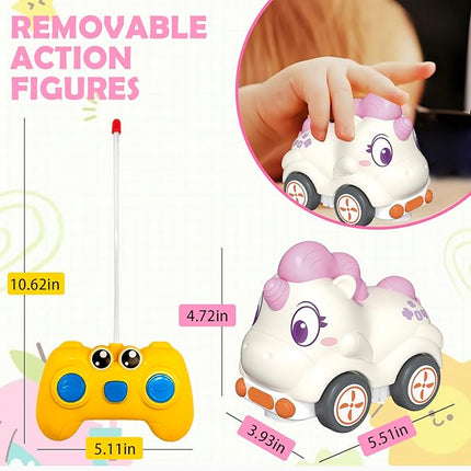 Remote Control Car for Toddlers, Safe & Durable Cartoon Silicone Crash-Resistant RC Car, Unicorn Toys for 18M+ Boys & Girls, Christmas Birthday Gift Ideas for Kid Girls & Boys