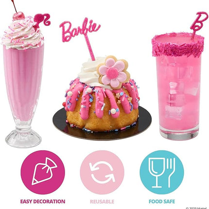 DecoPac Barbie Skewers For Cakes, Cupcakes, And More | 36 Pink Stir Sticks, Ideal For Birthday's, Parties And Celebrations. Personalize Your Baked Creations. Pack of 36