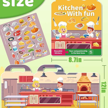 Benresive Reusable Sticker Book for Toddlers 2-4 Years, Fun Travel Stickers for Kids, Waterproof Sticker Books for Toddlers 1-3, Crafts Activities for Todddlers 1-3 2-4 3-5 - Kitchen