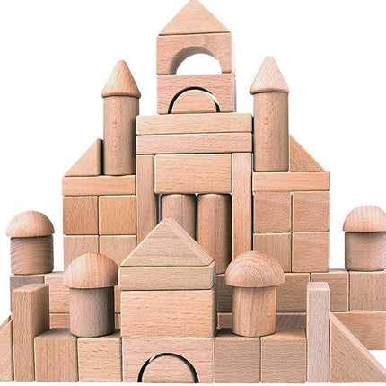 Wooden Building Blocks Set for Kids - Stacker Stacking Game Construction Toys Set Preschool Colorful Learning Educational Toys - Geometry Wooden Blocks for 3+ Year Old Boys & Girls
