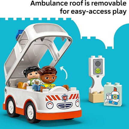 LEGO DUPLO Town Ambulance & Driver Toddler Building Blocks - Learning & Education Ambulance Toy for Preschool - Birthday Gift for 2-3 Year Old Boys & Girls - Pretend Play Set - 10447