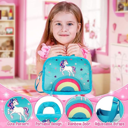 Toys for 2 3 4 5 6 7 8 Years Old Girls- Plush Stuffed Animal with 5 Unicorn Babies in Plush Bag Toy, Soft Plush Toys Set, Christmas Birthday Gifts for Over 18 Months Girls Boys Baby, Toddler, Kids