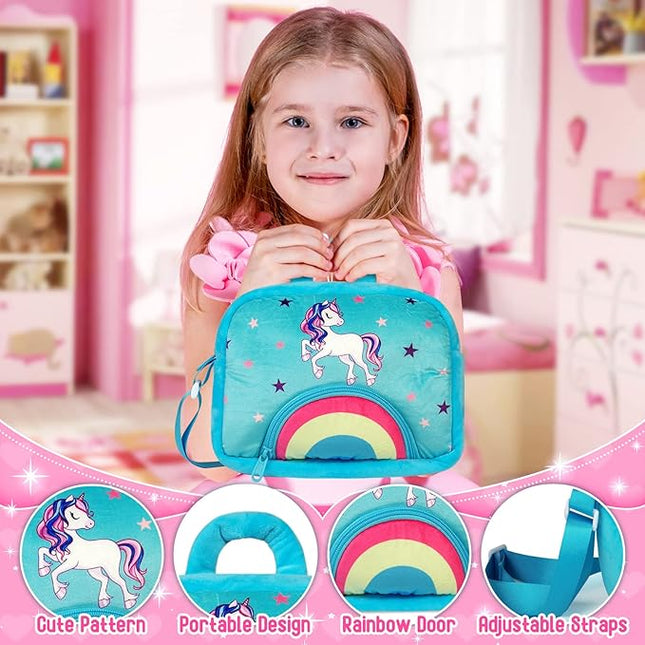 Toys for 2 3 4 5 6 7 8 Years Old Girls- Plush Stuffed Animal with 5 Unicorn Babies in Plush Bag Toy, Soft Plush Toys Set, Christmas Birthday Gifts for Over 18 Months Girls Boys Baby, Toddler, Kids