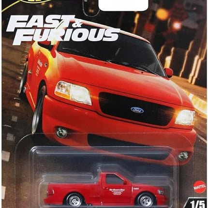 Hot Wheels Premium Fast & Furious Ford F-150 SVT Lightning, #1/5. Metal/Metal Real Riders, Red 1/64 Model