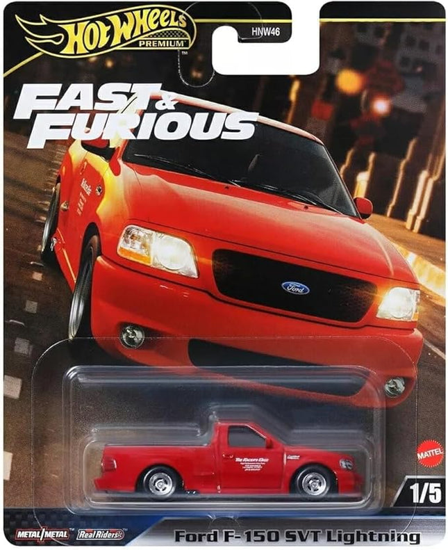 Hot Wheels Premium Fast & Furious Ford F-150 SVT Lightning, #1/5. Metal/Metal Real Riders, Red 1/64 Model