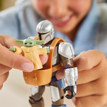 Star Wars MixMashers Deluxe Mandalorian Figure with Grogu to Mix and Combine with Accessories