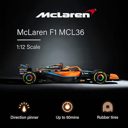 Voltz Toys Authentic Licensed 1:12 McLaren F1 MCL36 Remote Control Car - F1 Collection RC car Series for Kids and Adults - 2.4GHz RC Car for Gift (1:12 McLaren F1 MCL36)