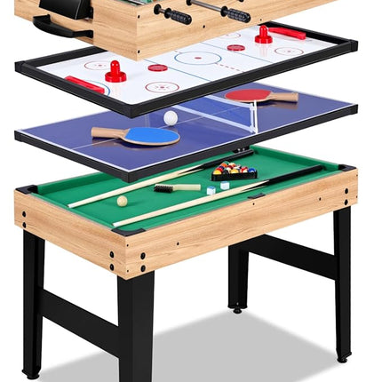 12-in-1 Game Table - 48" Combo Game Table, Ping Pong Table, Foosball Table, Air Hockey Table, Pool Table - Sports Arcade Games with Accessories - Ideal for Game Rooms and Family Game Nights!