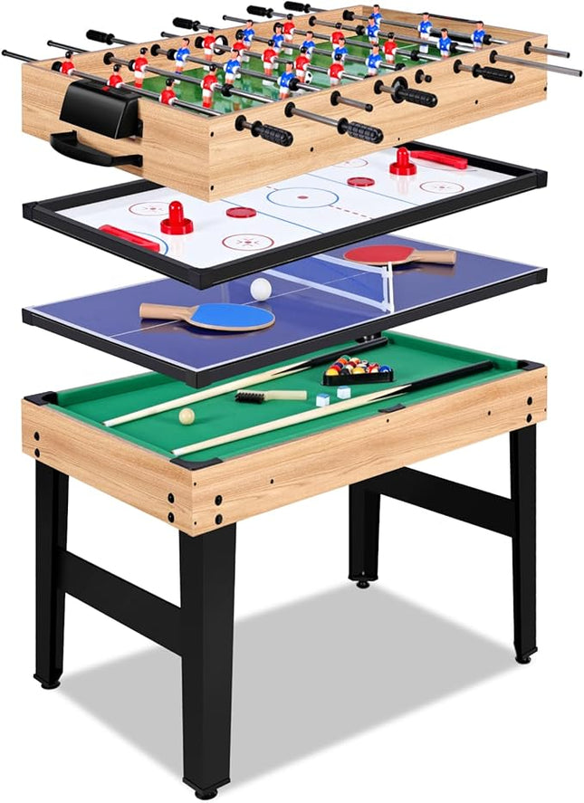 12-in-1 Game Table - 48" Combo Game Table, Ping Pong Table, Foosball Table, Air Hockey Table, Pool Table - Sports Arcade Games with Accessories - Ideal for Game Rooms and Family Game Nights!
