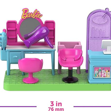 Barbie Mini Land DreamHouse & 3 Playsets with 4 1.5-Inch Dolls, Doll House Furniture & Accessories, Includes Pet Boutique, Hair Salon, & Supermarket