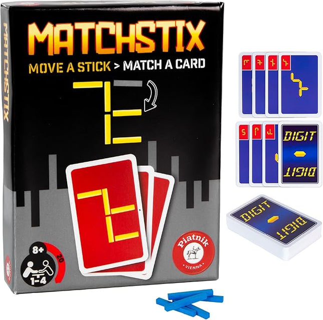 Matchstix – Strategic Pattern-Matching Card Game for 2-4 Players – Move a Stick, Match a Card & Win – Fun Family Game for Kids and Adults Ages 8+