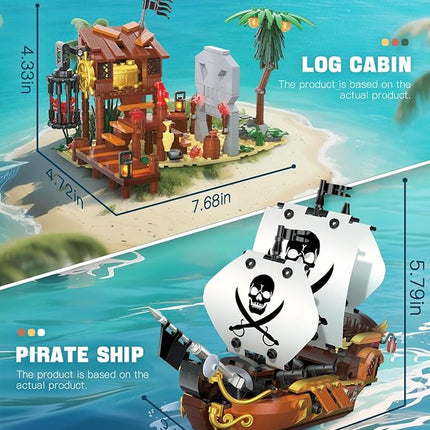 dOvOb Pirate Ship House Mini Blocks Building Set - 726PCS Construction STEM Collection Display Set for Adults and Teen