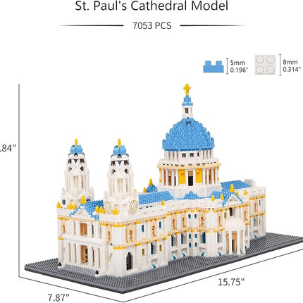 Building Blocks Set, St Paul's Cathedral Model Building Kit 7053 PCS Architecture Collection Micro Mini Blocks