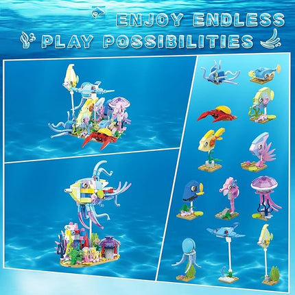 Party Favors for Gifts, 12 in 2 Creative Building Set Mini Sea World, Classroom Prizes Goodie Bag Fillers Stuffers, Birthday Halloween
