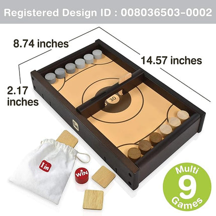 Shooz n TOZZ: Wooden Multi Tabletop Indoor Portable Board Games for Kids and Family