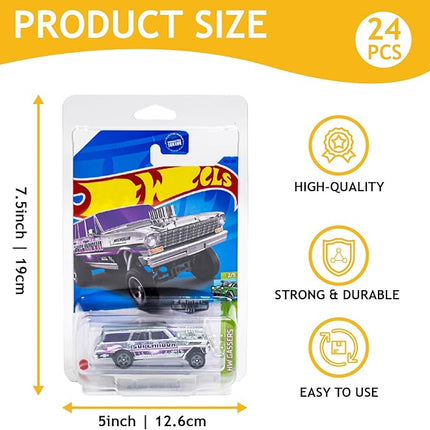 24 Pack for Hot Wheels. & Matchbox. Enhance Your Display and Storage Experience with Protector Cases, 6.5" x 4.25 (24)