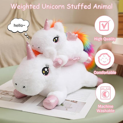 SQEQE Weighted Unicorn Plush, Weighted Unicorn Stuffed Animal, Cute Plushies Soft Pillow Toy Gift for Kids Adults 23.6 Inch, 3.1 Lbs