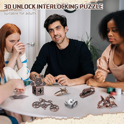 Syhood 10 Pieces Metal Brain Teaser Puzzles for Adults 3D Steel Puzzle Difficult Magic Mind Challenge Unlock Interlocking Games Iq Smart Logic Test Toys Basket Filler Stuffers(Stylish)