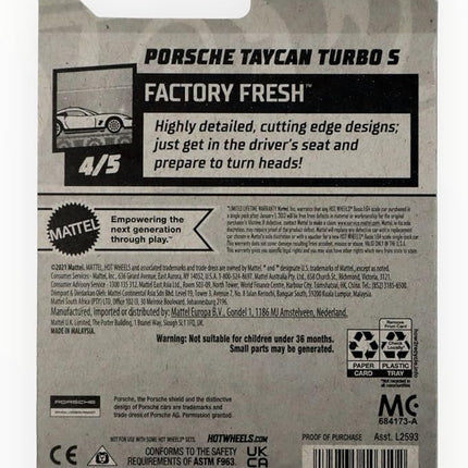 Hot Wheels Porsche Taycan Turbo S, Factory Fresh 4/5 [Green] 149/250