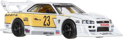 Hot Wheels Premium Car Culture Collectible Toy Car, 1:64 Scale Die-Cast LB-ER34 Super Silhouette Nissan Skyline, Silhouettes Vehicle with Real Riders Tires