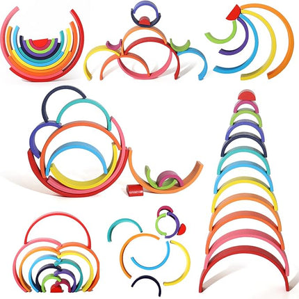 Montessori Rainbow Arch Building Blocks – 12-Piece Creative Stacking Toy for Kids, Multifunctional Educational Playset for Fine Motor Skills, STEM Learning Toy