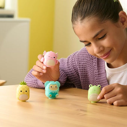 BLDR Squishmallows Buildable Figure Multipack - Maui the Pineapple, Joelle the Bigfoot, Wendy the Frog, Archie the Axolotl - Squishmallows Fans 8+, 0140