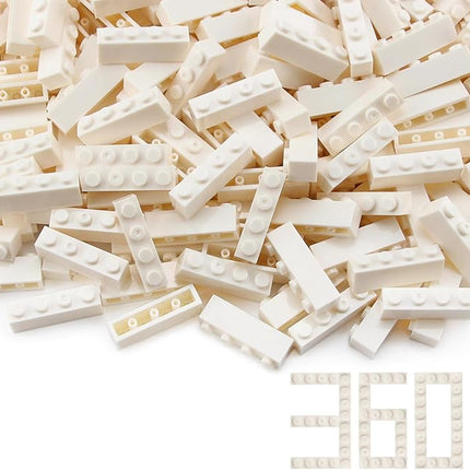 Feleph 360 Pieces 1x4 Bricks White Basic Parts Building Creative Play Blocks Set Toy Compatible with 3010 3066 Major Brick Brands