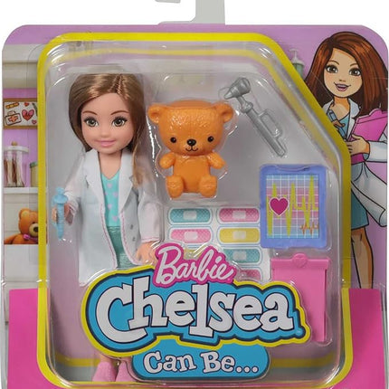 Barbie Playset with Brunette Chelsea Can Be Doctor Doll & Accessories Including Clipboard, Medical Tools & Bandage Stickers