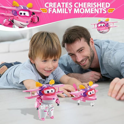 Super Wings transformable Toys, 5 in Ellie Transforming Airplane Toys, 2-in-1 Mode Action Figures, Plane to Robot, Preschool Gift transformable Figures for Boys Girls Kids Age 3 4 5 6 7 8+