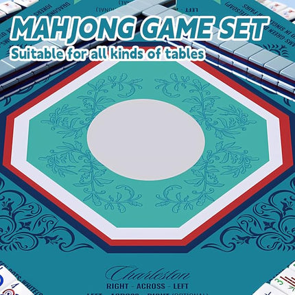 Mahjong Mat, Non-Slip Noise Reduction Mahjong Mat for Mahjong Table, Game Mat Suitable for Mahjong, Card Games, Board Games, 32 in * 32 in Game Mat, Can Be Stored in Our Storage Bag (Blue)