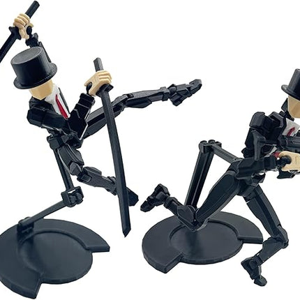 3D Printed 8.13-inch Action Figure Dummy-Mici20, Full Body Mechanical Movable Toy, Multiple Accessories, Desk Decoration (3 HandsType, Bracket, Weapons, Armour) (Black)