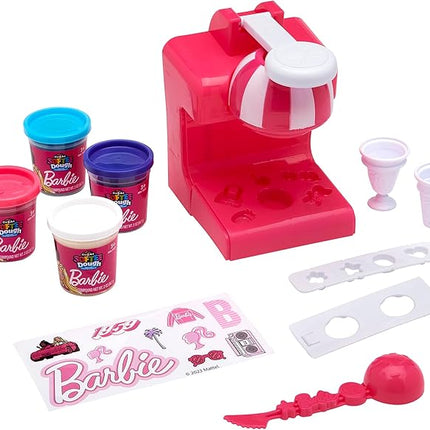 Barbie Softee Dough Ice Cream Playset with Ice Cream Maker, 4 Colors Modeling Compound, Press & Mold Mini Treats, Ages 3 and Up