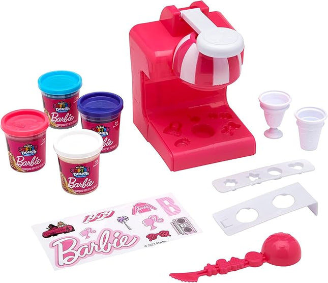 Barbie Softee Dough Ice Cream Playset with Ice Cream Maker, 4 Colors Modeling Compound, Press & Mold Mini Treats, Ages 3 and Up