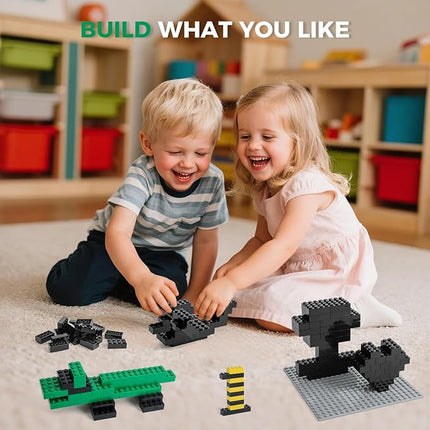 500 Piece Classic Building Bricks and 1 Gray Baseplate, 2x4 Bricks Bulk Creative Building Toys, Blocks Bulk for Kids Ages 6+, Black(Samll Bricks, 1.25x0.62x0.47 in)