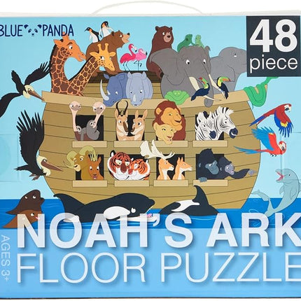 BLUE PANDA Educational Learning Floor Puzzle - 48 Piece, 2 x 3 ft, Multicolor, Noah's Ark - Preschool Learning & Toddler Development