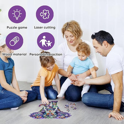 Wooden Puzzles 500 Pieces, Elephant Forest Puzzles for Adults Unique Shape Animal Adult Puzzles, Irregular Wood Best Gift for Adults Family Game (17.6x18.5 in)