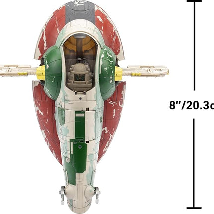 Star Wars Micro Galaxy Squadron Boba Fett's Starship (Ep 5) - 7-Inch Vehicle with Flight Display Stand and Three 1-Inch Micro Figure Accessories
