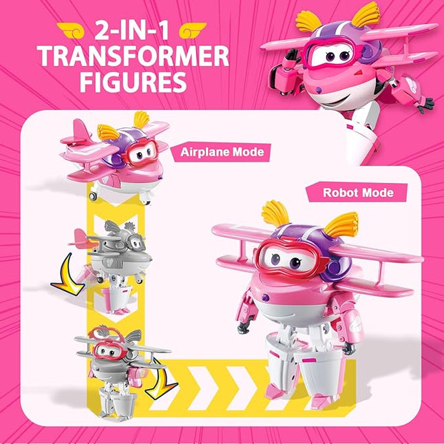 Super Wings transformable Toys, 5 in Ellie Transforming Airplane Toys, 2-in-1 Mode Action Figures, Plane to Robot, Preschool Gift transformable Figures for Boys Girls Kids Age 3 4 5 6 7 8+