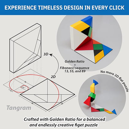 Pickagram Tangram 3D Magnetic Puzzle for Kids (8-12), Adults & Seniors | STEM Certified Fidget Puzzle - Magnetic Pattern Blocks for Cognitive Development, Creativity & Focus - Orange