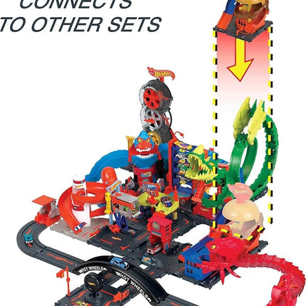 Hot Wheels City Burger Drive-Thru Playset with 1 Vehicle, Connects to Other Playsets & Tracks, Gift for Kids Ages 4 to 8 Years Old
