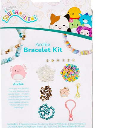 Squishmallows Original Archie The Axolotl Bracelet Kit, Friendship Bracelet Kit, Charm Bracelet Making Kit, Gifts for Girls, for Boys, Craft Kits