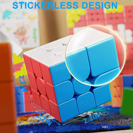 CFMOUR Speed Cube 3x3x3 - Moyu Meilong 3C, Stickerless Magic Cube 3x3, Fast Smooth Turning Vivid Colour 3D Puzzle Brain Toy Travel Games, Turns Quicker Than Original
