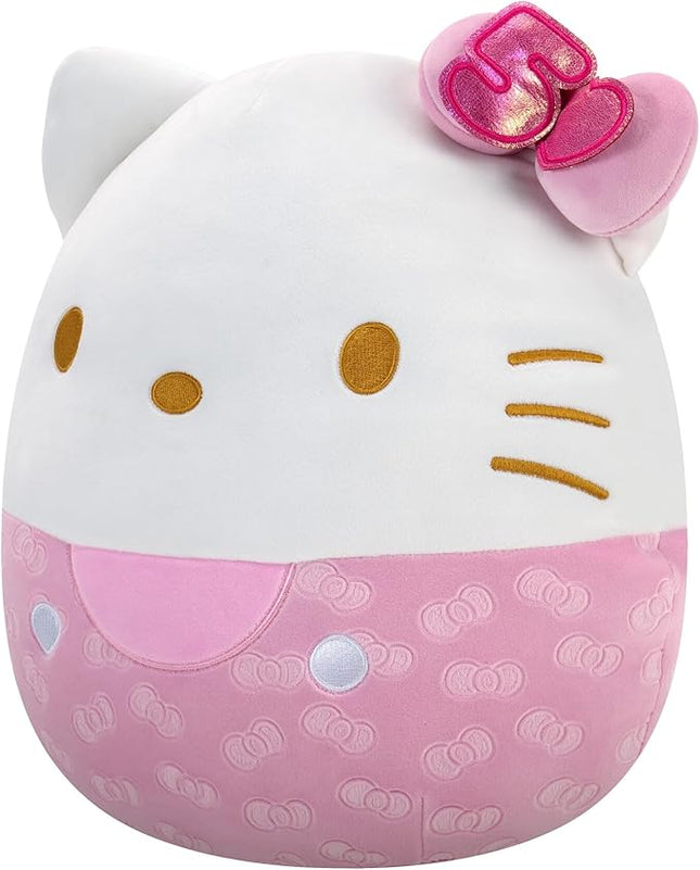 Squishmallows Original Sanrio 14-Inch 50th Anniversary Pink Embossed Hello Kitty – Official Jazwares Plush (Large)