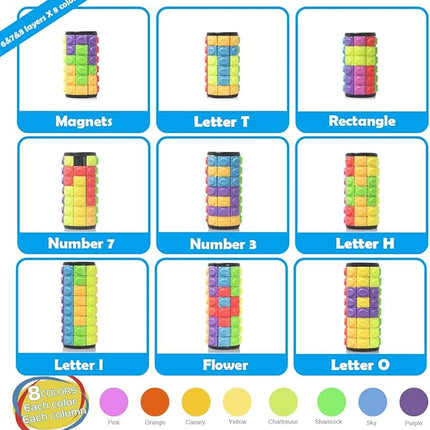 R.Y.TOYS Rotate and Slide Puzzle-Design Patent,Fidget Toys(Restore Order/Create Patterns) 8 Colors,6, 7 and 8 Layers-Detach Piece for Quick Play,Brain Teaser,Sensory Toys,Easter Basket Stuffers