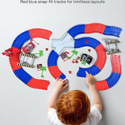 Spider Toys for Ages 5-7, Spider Race Track with 2 pcs Spider Cars Toys for 3 4 5 6 Year old Boys Girls DIY Flexible Tracks Playset Creative STEM Building Car Tracks for Kids Age 3-5 6-8 Birthday Gift