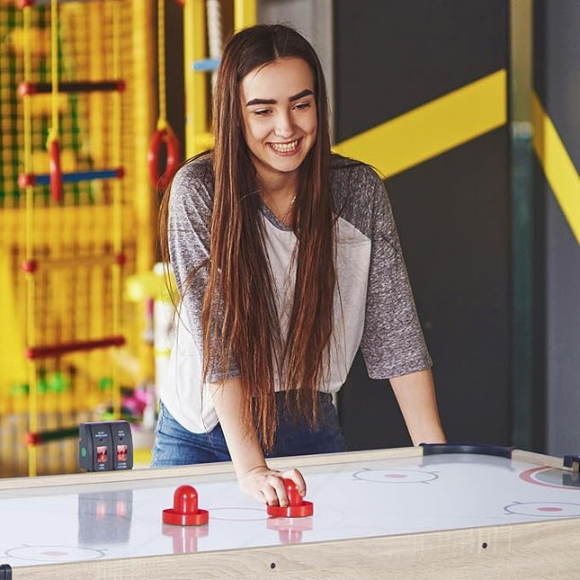 58" Air Hockey Table, Arcade Powered Air Hockey Game Table with Powerful Motor, Digital LED Scoreboard, Hockey Table Gaming Set Includes 2 Pucks & 2 Pushers for Home Game Room