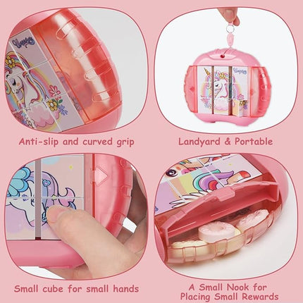 3D Rotating Puzzles for Kids 3 4 5 6 7 8 Year Old, 4 Puzzles in 1, Toddler Toy for Travel, Car, Airplane, Road Trip Activities, Fine Motor Skills, Fidget, Boys & Girls Gifts