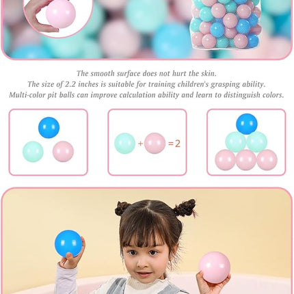 Ball Pit Balls Pack of 100 200 500 - Star and Round Set BPA Free Phthalate Free Non-Toxic Crush Proof Play Balls Soft Plastic Balls for Toddlers Baby Kids Birthday Pool Tent Party